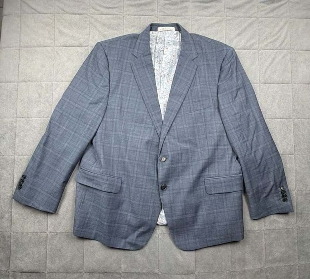 Ermenegildo Zegna Cloth Blue Plaid Wool Blazer colab w/Joseph Abboud 44S